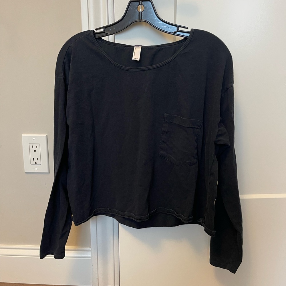 American Apparel black long sleeve boat neck top